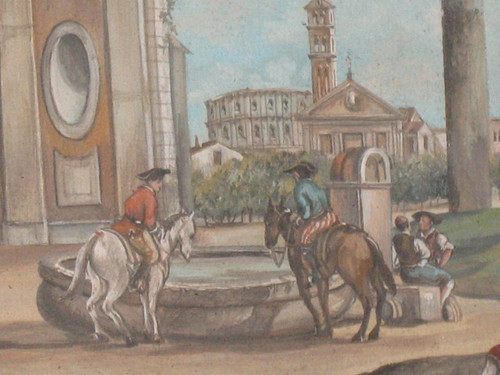 Gouache Italienische antike Stadt Epoche 18.