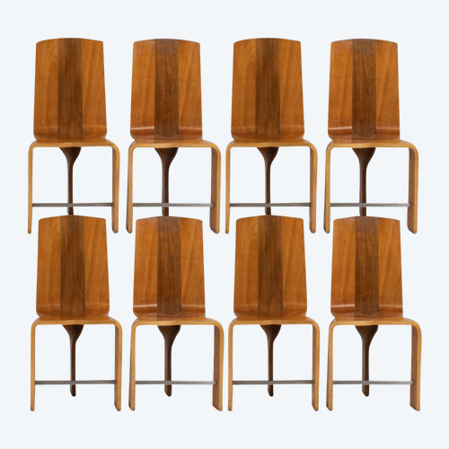 Set di otto sedie in betulla bionda, anni '80, LS54792009B