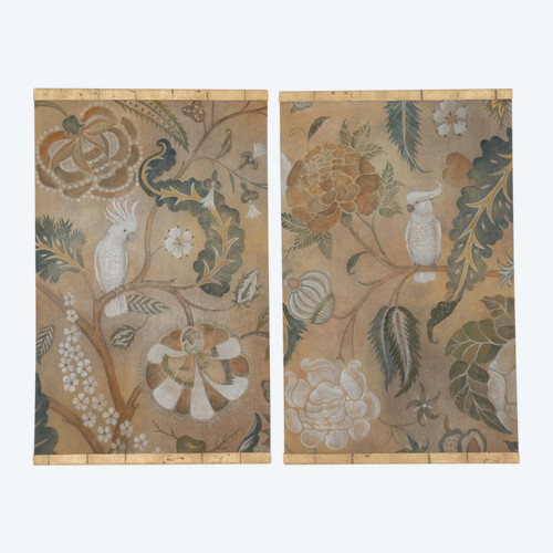 Toile Peinte, Perruches, Travail Contemporain, LS5640675