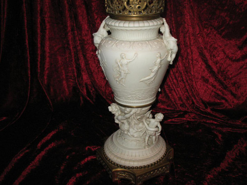 Large Supported Bisque Vase Signed E. Jammes 19th Time