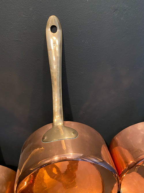 Série de casseroles et couvercles en cuivre