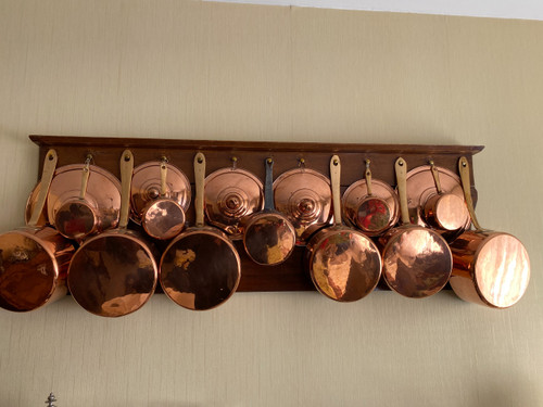Série de casseroles et couvercles en cuivre