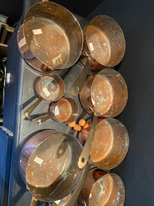 Série de casseroles et couvercles en cuivre