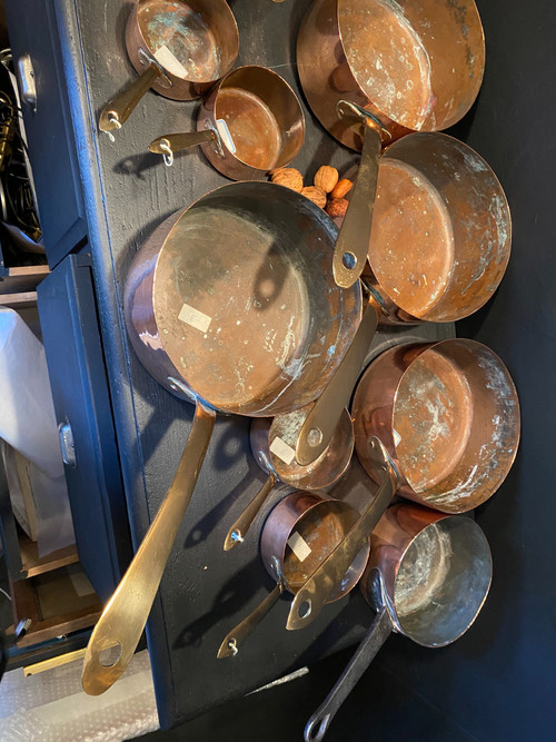Série de casseroles et couvercles en cuivre