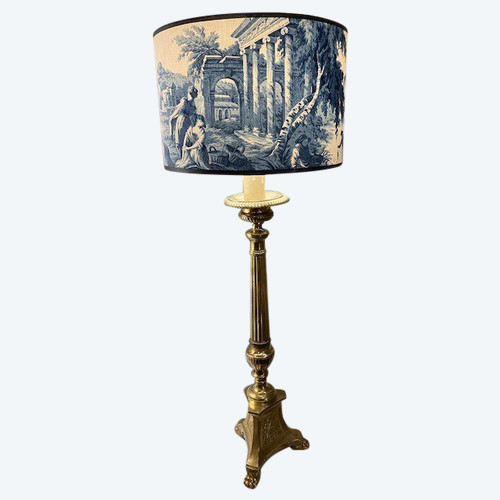 Grande lampe en bronze doré d'époque Restauration vers 1830
