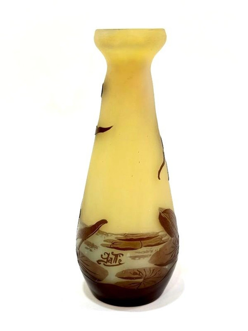 Vase Gallé Art Nouveau "aux Nénuphars Et Sagittaires"