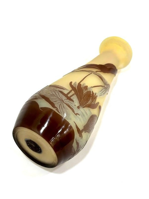 Vase Gallé Art Nouveau "aux Nénuphars Et Sagittaires"