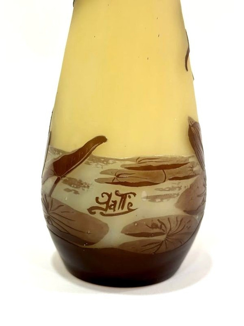 Vase Gallé Art Nouveau "aux Nénuphars Et Sagittaires"