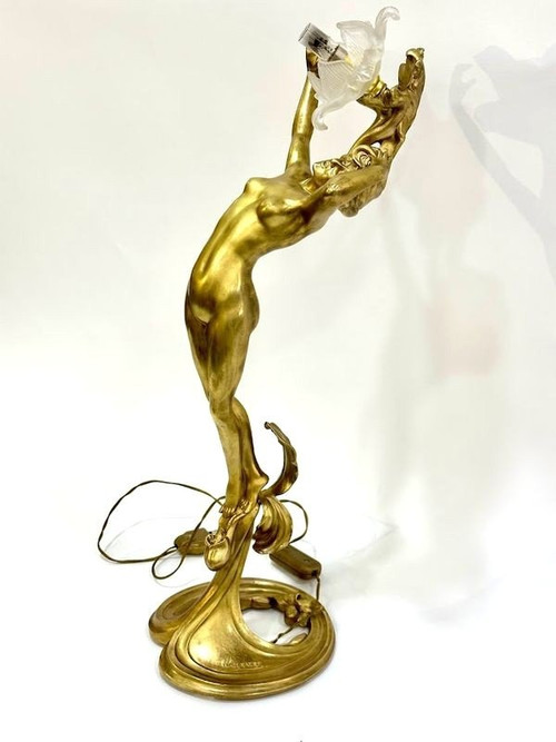 Lampada in bronzo "Ninfa Art Nouveau"