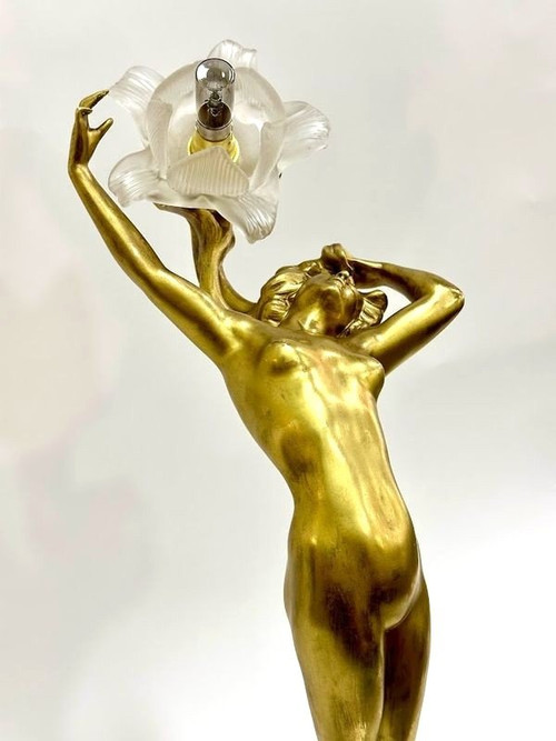 Lampada in bronzo "Ninfa Art Nouveau"