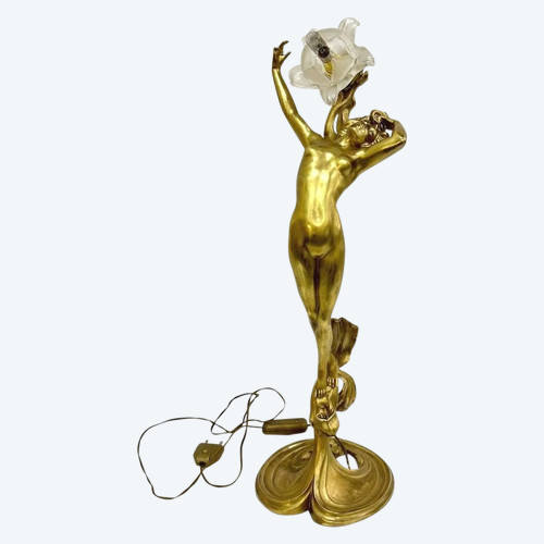 Lampe En Bronze  " Nymphe Art Nouveau"