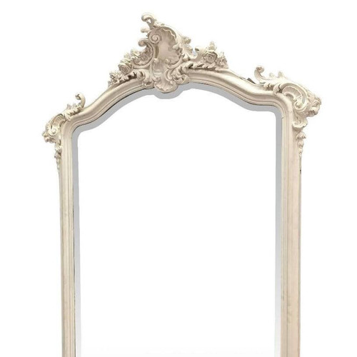 Miroir En Bois Et Stuc Laqué De Style Louis XV Glace Biseauté XIXème