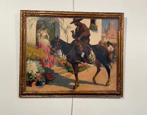 Öl auf Leinwand mit Darstellung einer spanischen Genreszene, signiert Eugène Cadel (1862 - 1941)