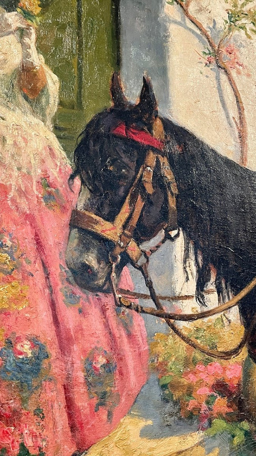 Öl auf Leinwand mit Darstellung einer spanischen Genreszene, signiert Eugène Cadel (1862 - 1941)