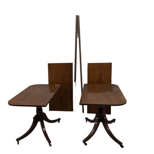 English Rectangle Table In Mahogany With Extensions That Can Make A Pair Of Consoles XIXth Century
