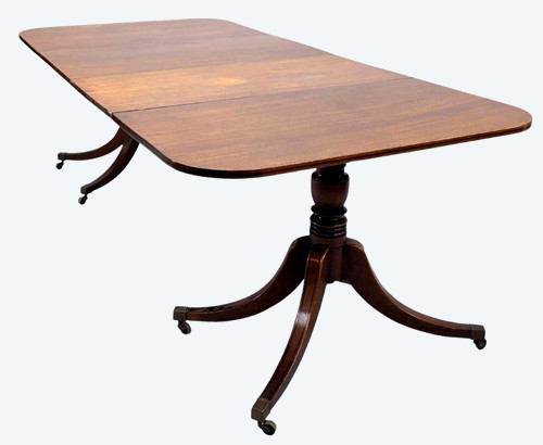 English Rectangle Table In Mahogany With Extensions That Can Make A Pair Of Consoles XIXth Century