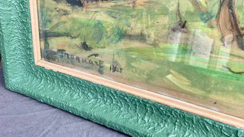 Spring Landscape. Gouache On Craft Paper Signed And Dated 1935