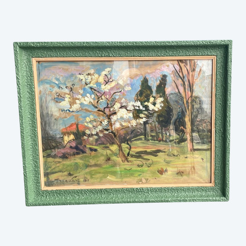 Spring Landscape. Gouache On Craft Paper Signed And Dated 1935