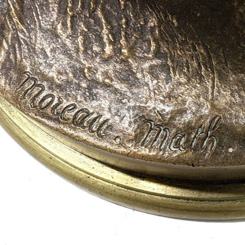 Jungbauern-Bronze außer Konkurrenz mit Goldpatina aus dem 19. Jahrhundert von Mathurin Moreau