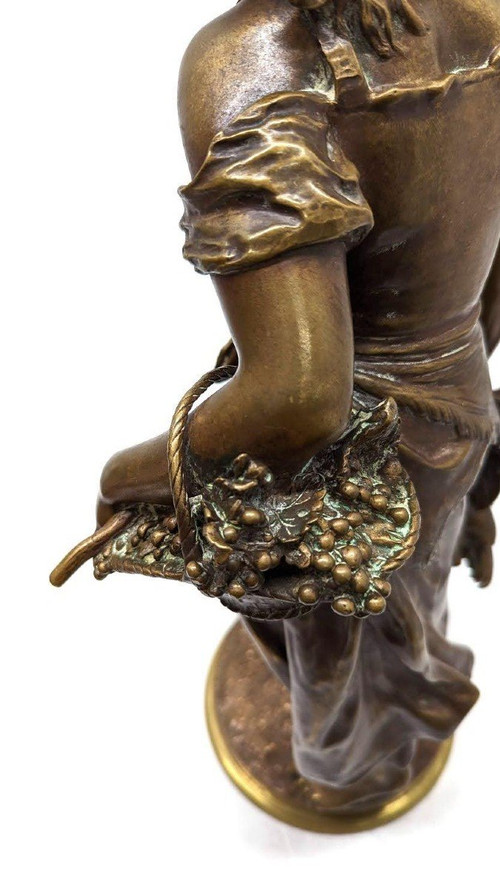 Jungbauern-Bronze außer Konkurrenz mit Goldpatina aus dem 19. Jahrhundert von Mathurin Moreau