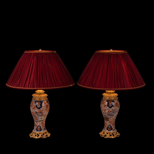 Coppia di lampade in bronzo e porcellana di Bayeux, 1880 circa, LS55451014B