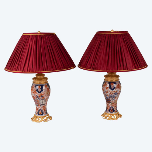 Coppia di lampade in bronzo e porcellana di Bayeux, 1880 circa, LS55451014B