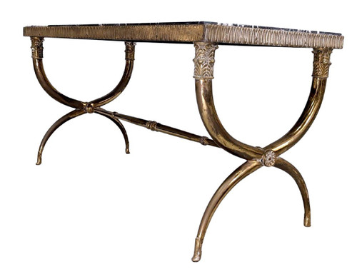 Table Basse  1940 En Bronze Dessus Marbre