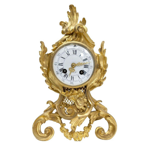 Pendulum Rockery Trim In Gilt Bronze Louis XV Style, Late Nineteenth Time