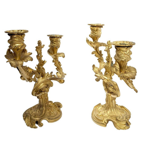 Pendulum Rockery Trim In Gilt Bronze Louis XV Style, Late Nineteenth Time