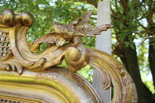 Très Grand Miroir Ancien à Poser Au Sol, Feuille d'Or, Glace Mercure, 135 X 213 Cm