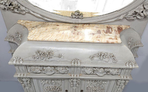 Spektakuläres, geschnitztes, lackiertes Jugendstil-Sideboard aus der Zeit um 1900