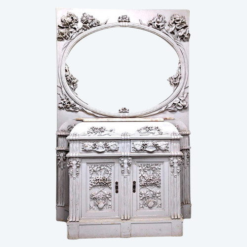 Spektakuläres, geschnitztes, lackiertes Jugendstil-Sideboard aus der Zeit um 1900