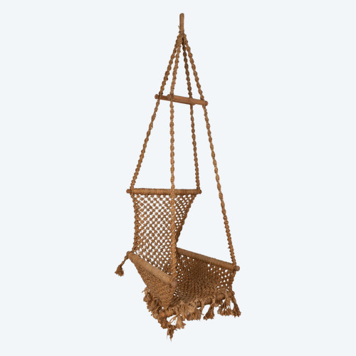 Poltrona sospesa in legno e corda, anni '70, LS5269425D