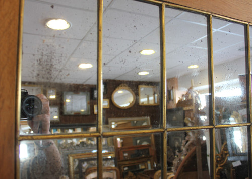 Pair Of Design Mirrors From The "50s", Canopy-Style Mounting On Oak Frame 90 X 126 Cm