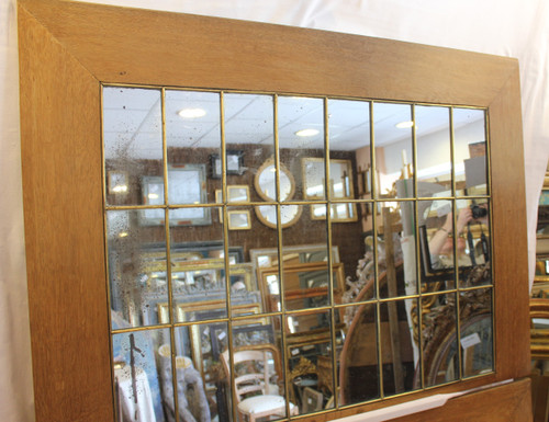 Pair Of Design Mirrors From The "50s", Canopy-Style Mounting On Oak Frame 90 X 126 Cm
