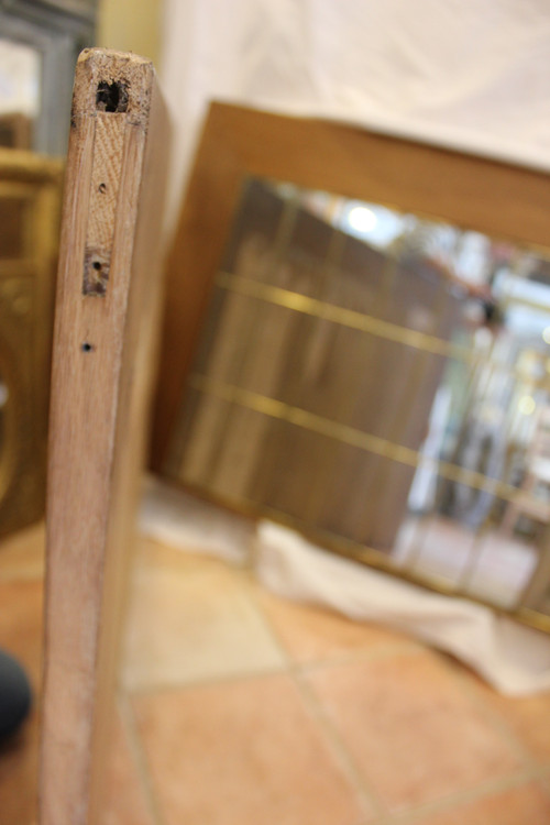 Pair Of Design Mirrors From The "50s", Canopy-Style Mounting On Oak Frame 90 X 126 Cm