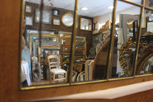 Pair Of Design Mirrors From The "50s", Canopy-Style Mounting On Oak Frame 90 X 126 Cm