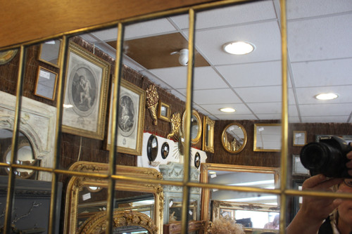 Pair Of Design Mirrors From The "50s", Canopy-Style Mounting On Oak Frame 90 X 126 Cm