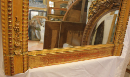 Specchio antico restauro, oro e patina 71 x 89 cm