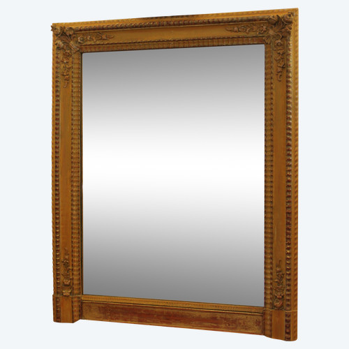 Miroir ancien restauration, or et patine 71 x 89 cm