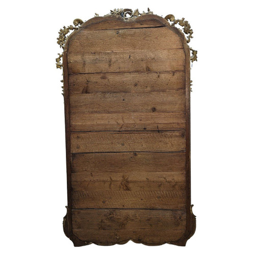 Large Mirror In Golden Wood, Napoleon III Period Gilding With Gold Leaf