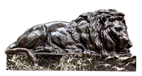 Animal Bronze With Lion XIXth Patina Medal By Félix Bouré (1831-1883)