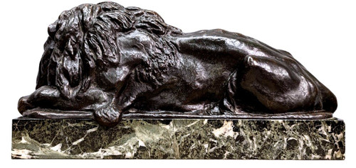Animal Bronze With Lion XIXth Patina Medal By Félix Bouré (1831-1883)