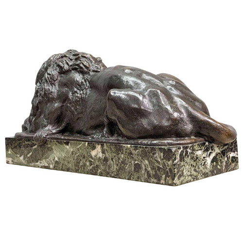 Animal Bronze With Lion XIXth Patina Medal By Félix Bouré (1831-1883)
