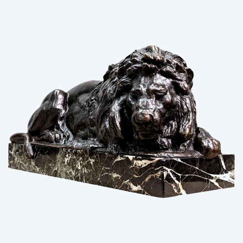 Animal Bronze With Lion XIXth Patina Medal By Félix Bouré (1831-1883)