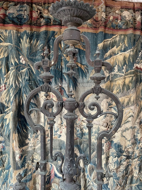 Billardtisch-Kronleuchter Aus Bronze