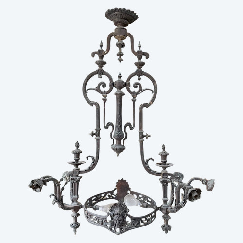 Billardtisch-Kronleuchter Aus Bronze
