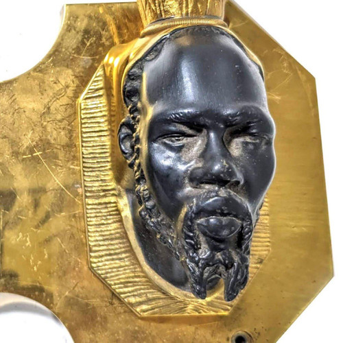 Pair Of Maison Baguès Bronze Sconces With Double Nubian Heads
