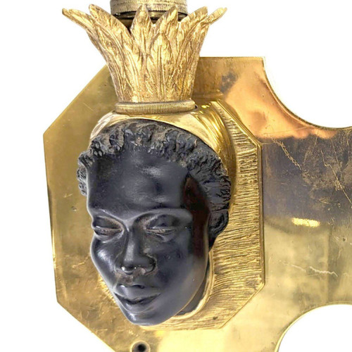 Pair Of Maison Baguès Bronze Sconces With Double Nubian Heads