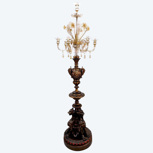 Venezianische Torchere, dekoriert mit Griffins Murano-Glaswaren von Barovier und Toso
